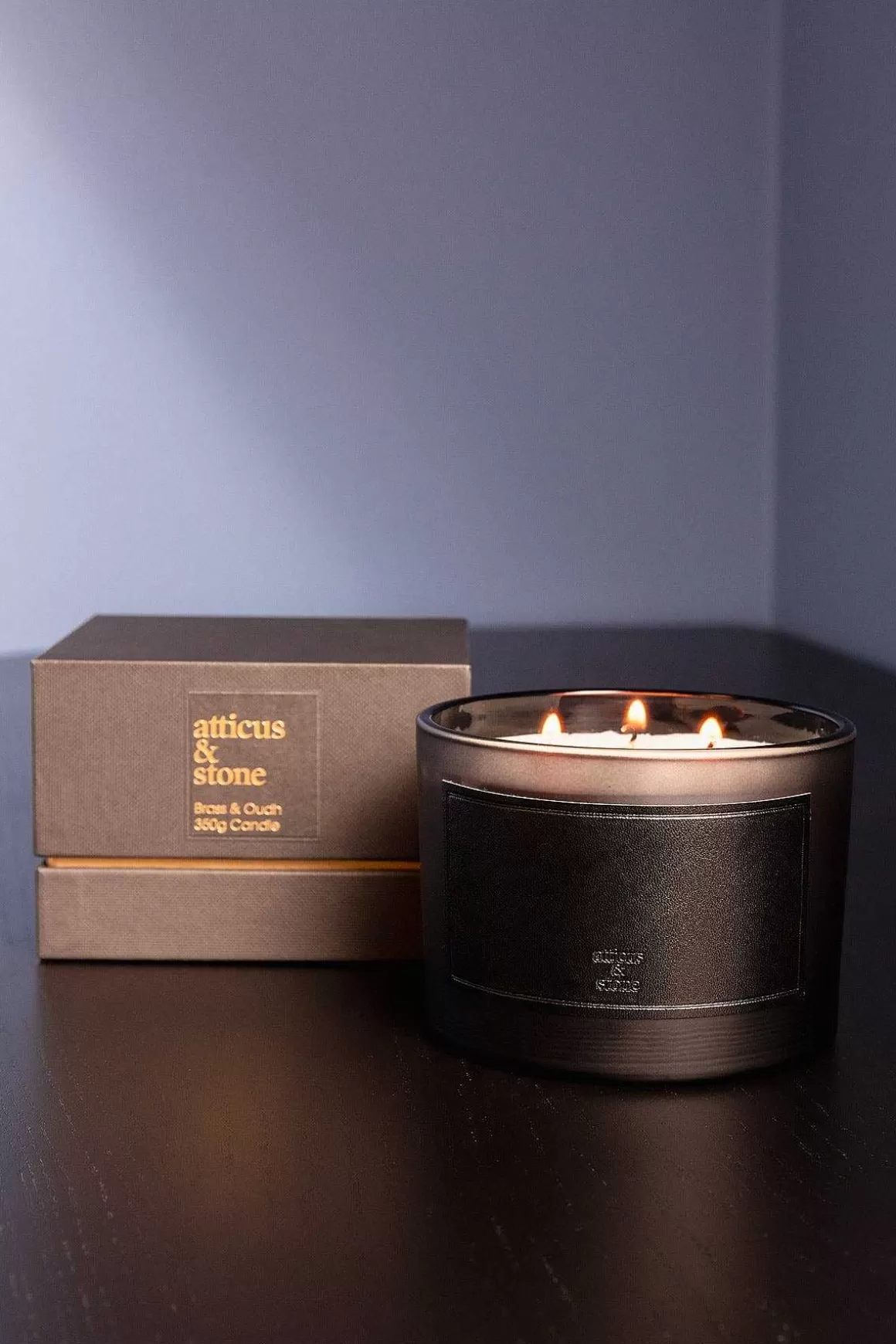 Atticus & Stone Brass And Oudh 3 Wick Candle Flash Sale