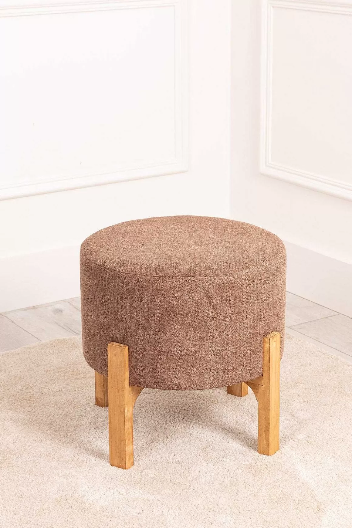 Carraig Donn HOME Brown Linen Upholstered Foot Stool Sale