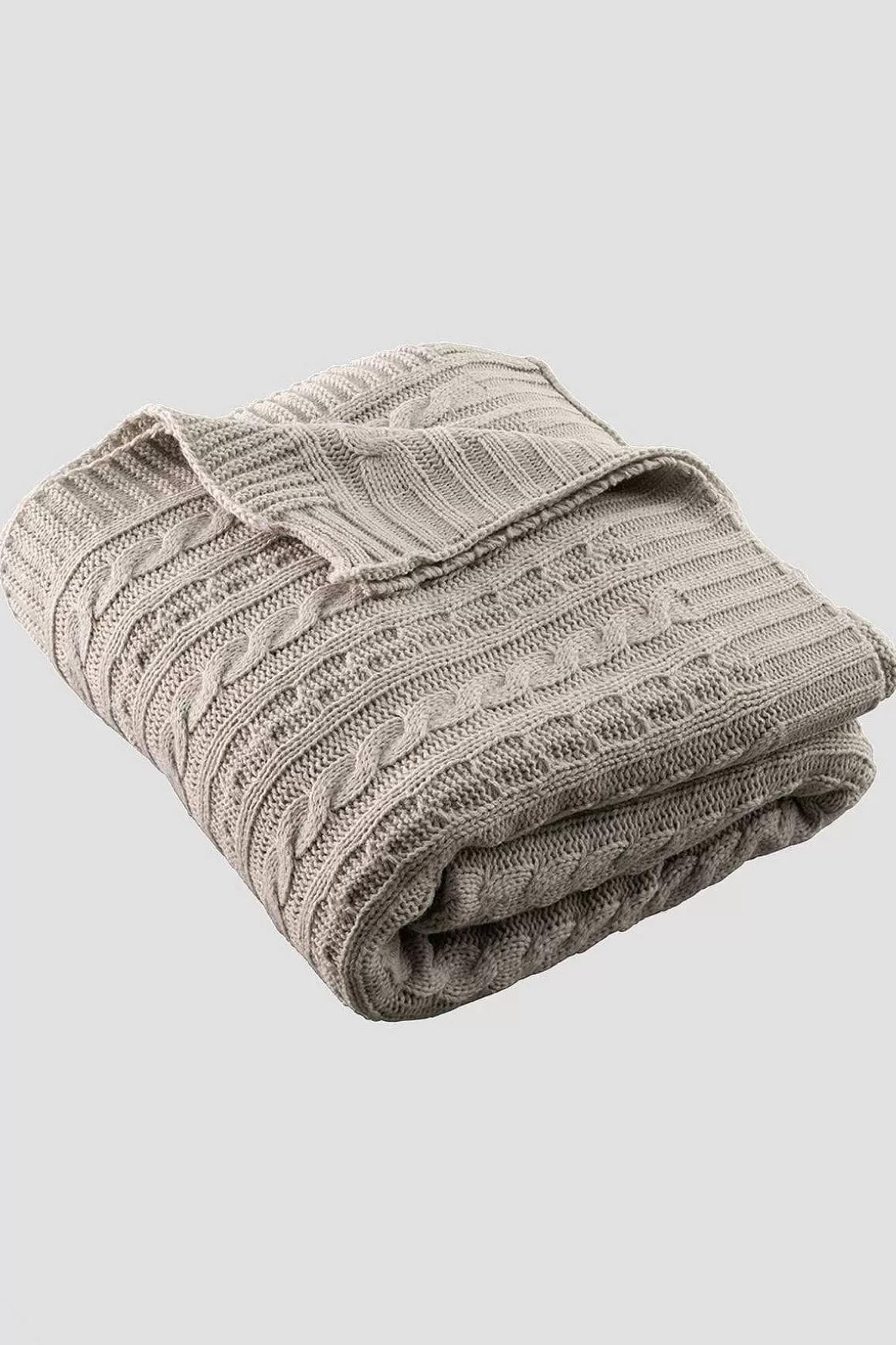 Galway Crystal Cool Grey Aran Knit Throw Clearance