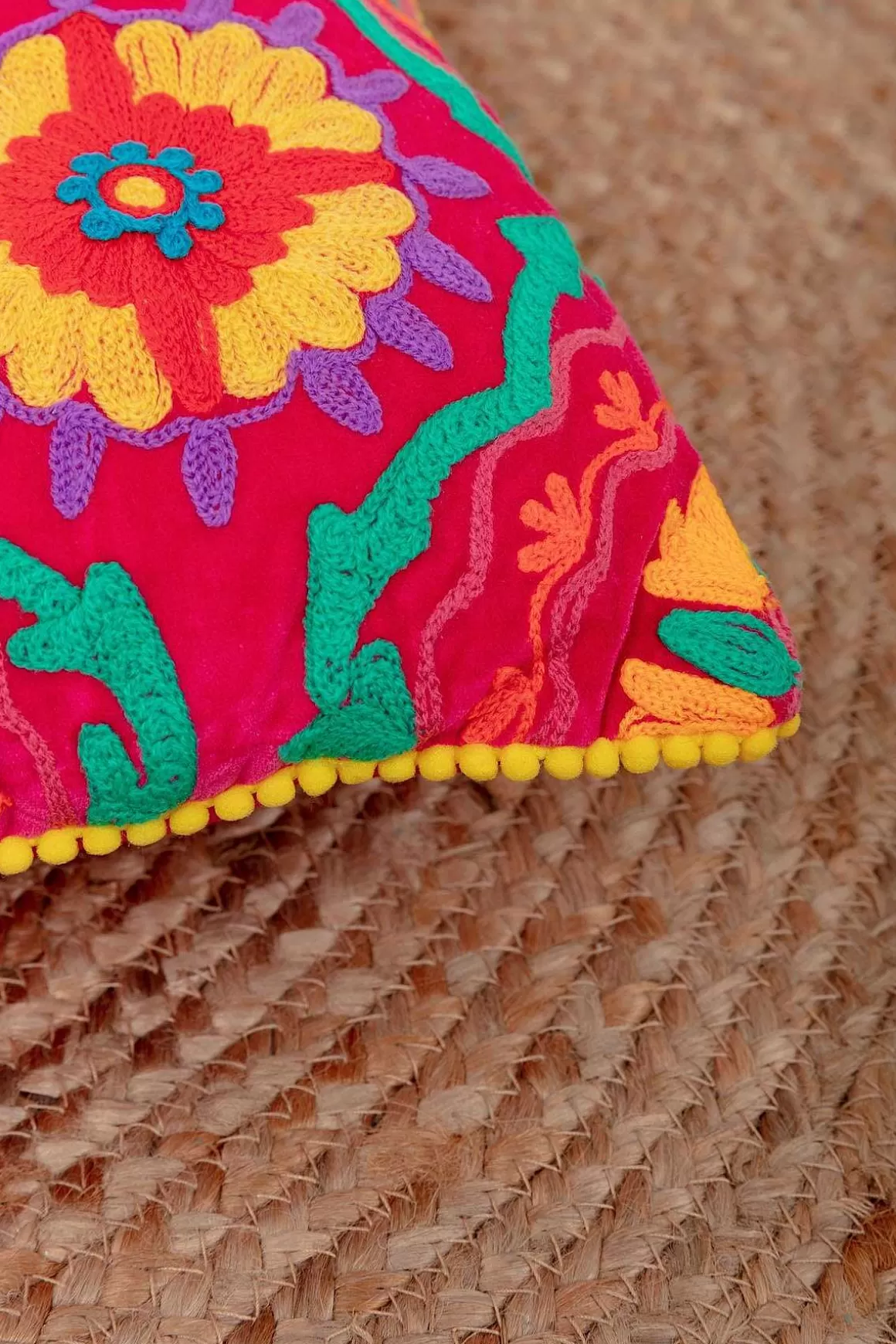 Carraig Donn HOME Coral Geometric Velvet Embroidered Cushion Sale