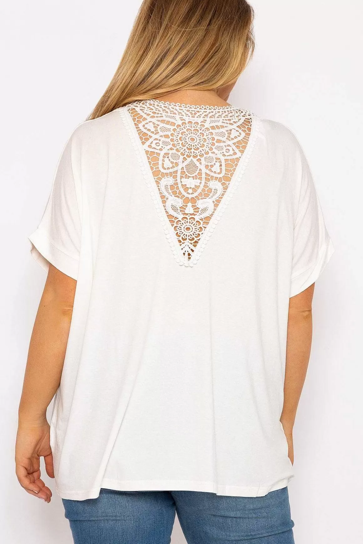 Nova of London Curve - Curve Medallion Lace Back Top In Ivory Outlet