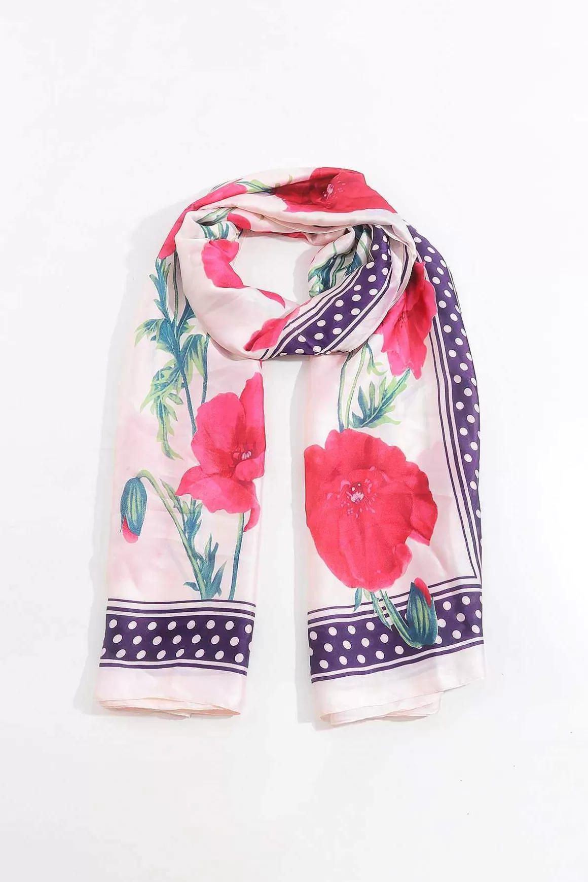 SOUL Accessories Floral Polka Boarder Scarf In Red Fashion