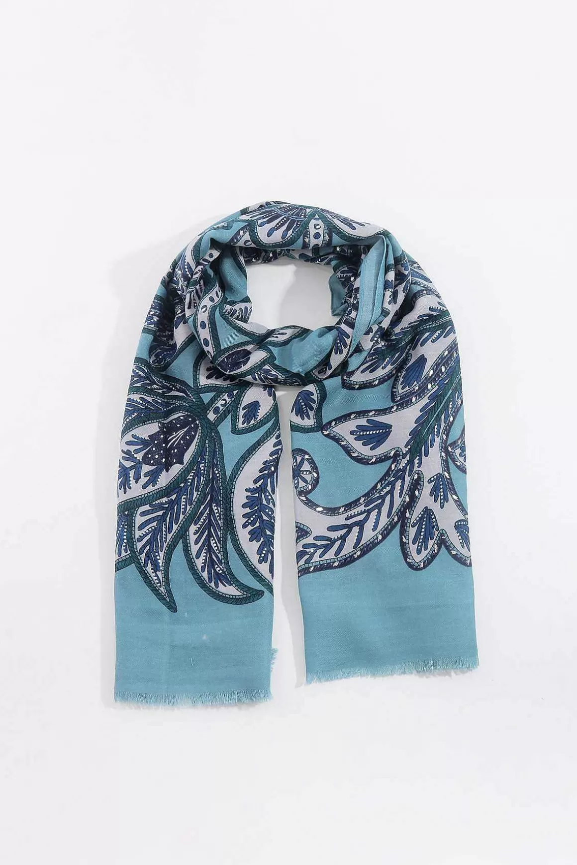 SOUL Accessories Floral Scarf In Blue Flash Sale