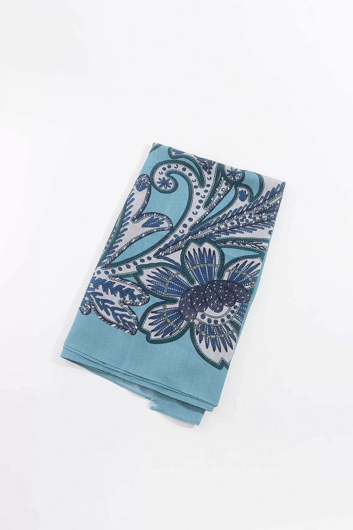 SOUL Accessories Floral Scarf In Blue Flash Sale