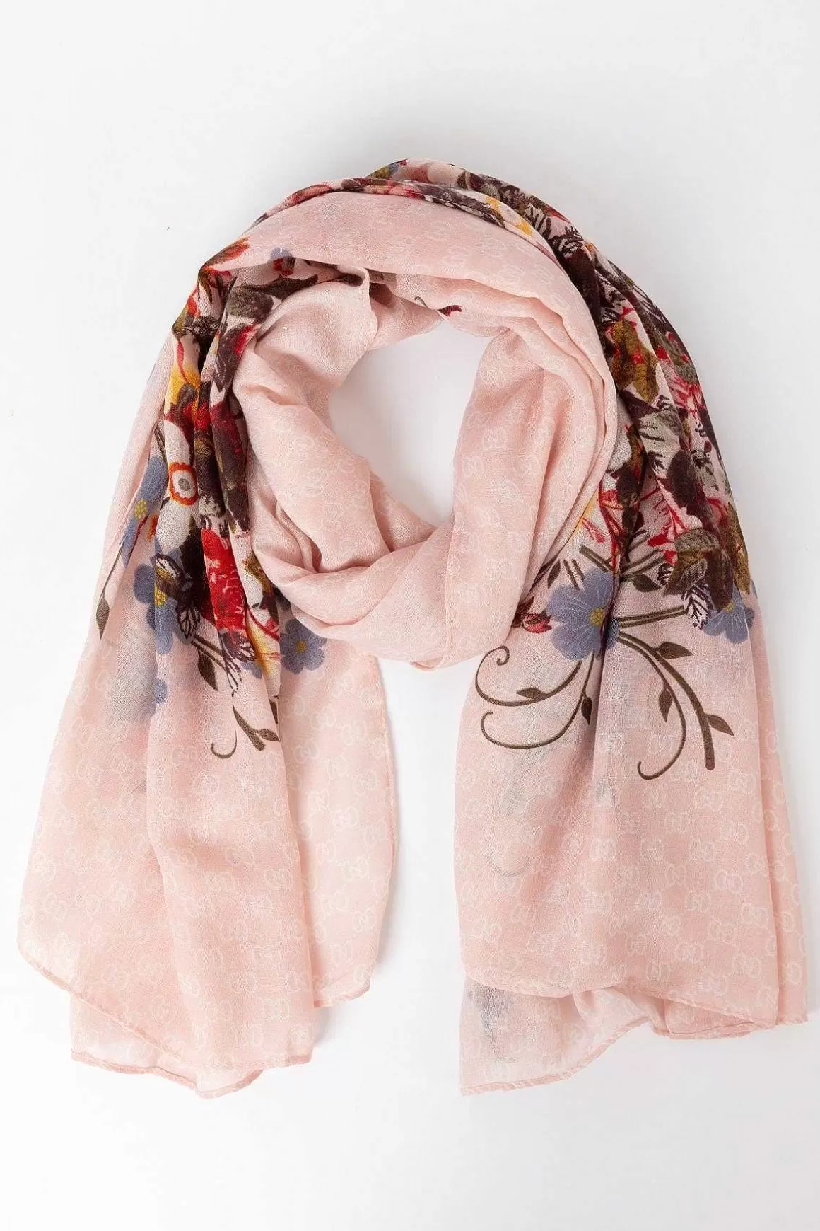 Pala D'oro Accessories Floral Scarf In Pink Fashion