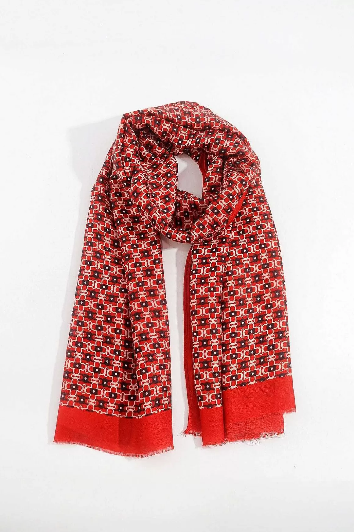 SOUL Accessories Geometric Print Scarf In Red Sale