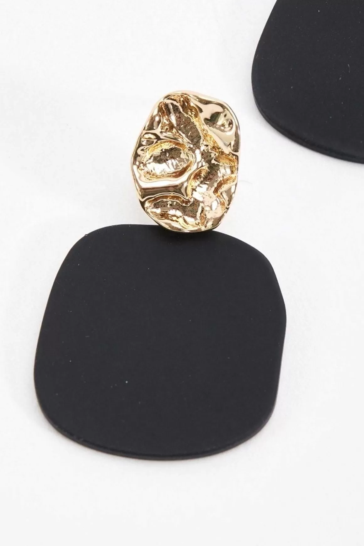Soul Jewellery Geometric Textured Earrings In Gold & Black Discount