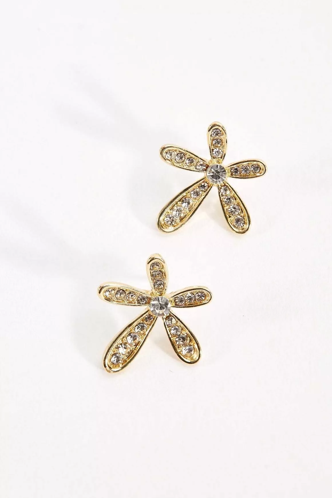 Soul Jewellery Gold Diamante Floral Earrings Sale