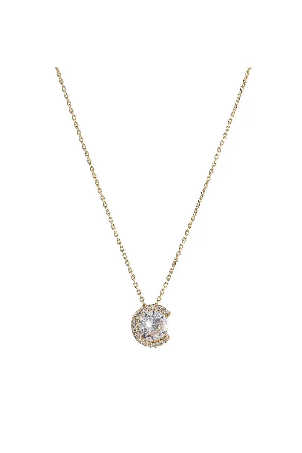 Knight & Day Gold Solitaire Pendant New