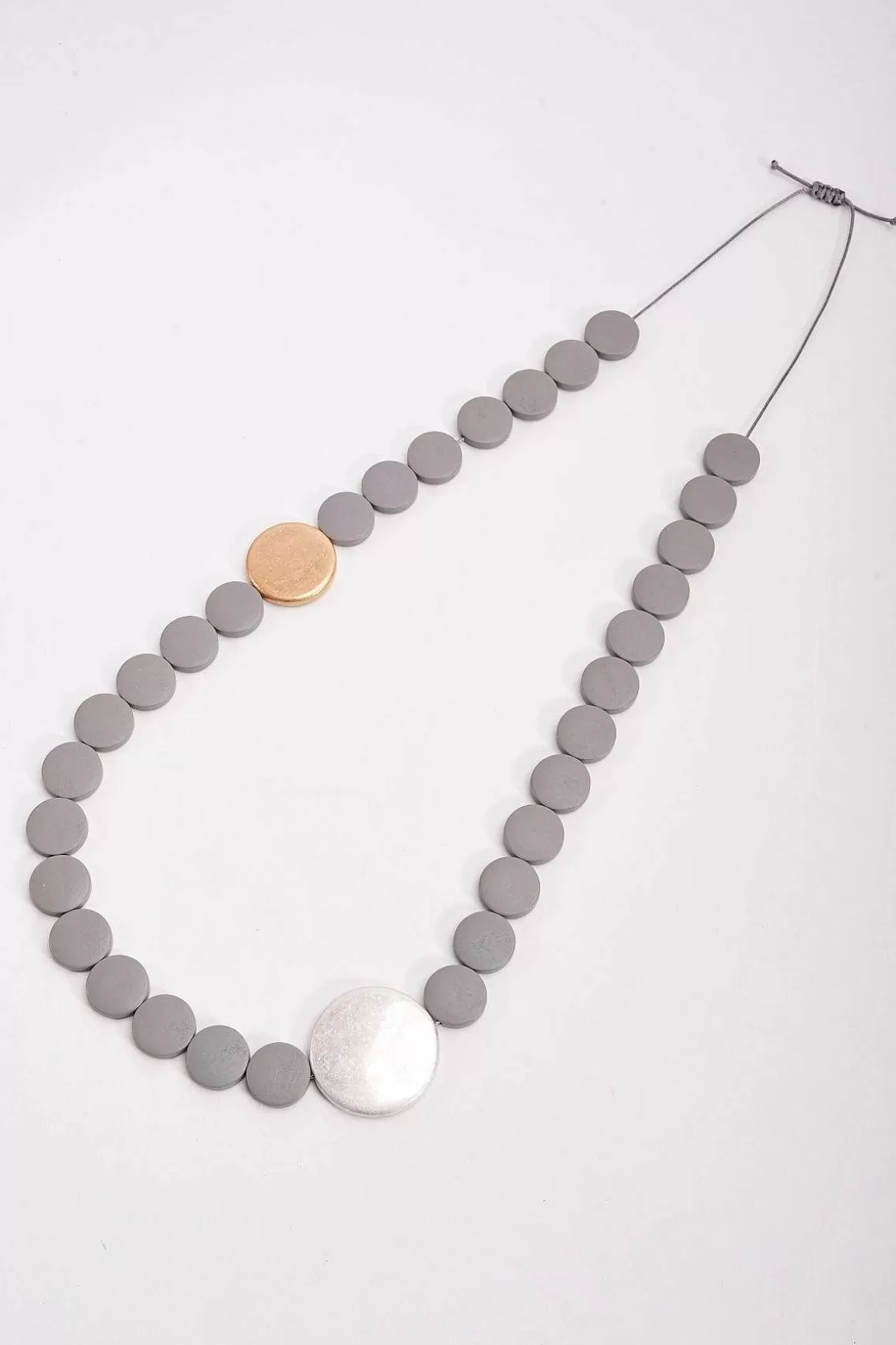 Soul Jewellery Grey Beaded Necklace With Adjustable Knot Cheap