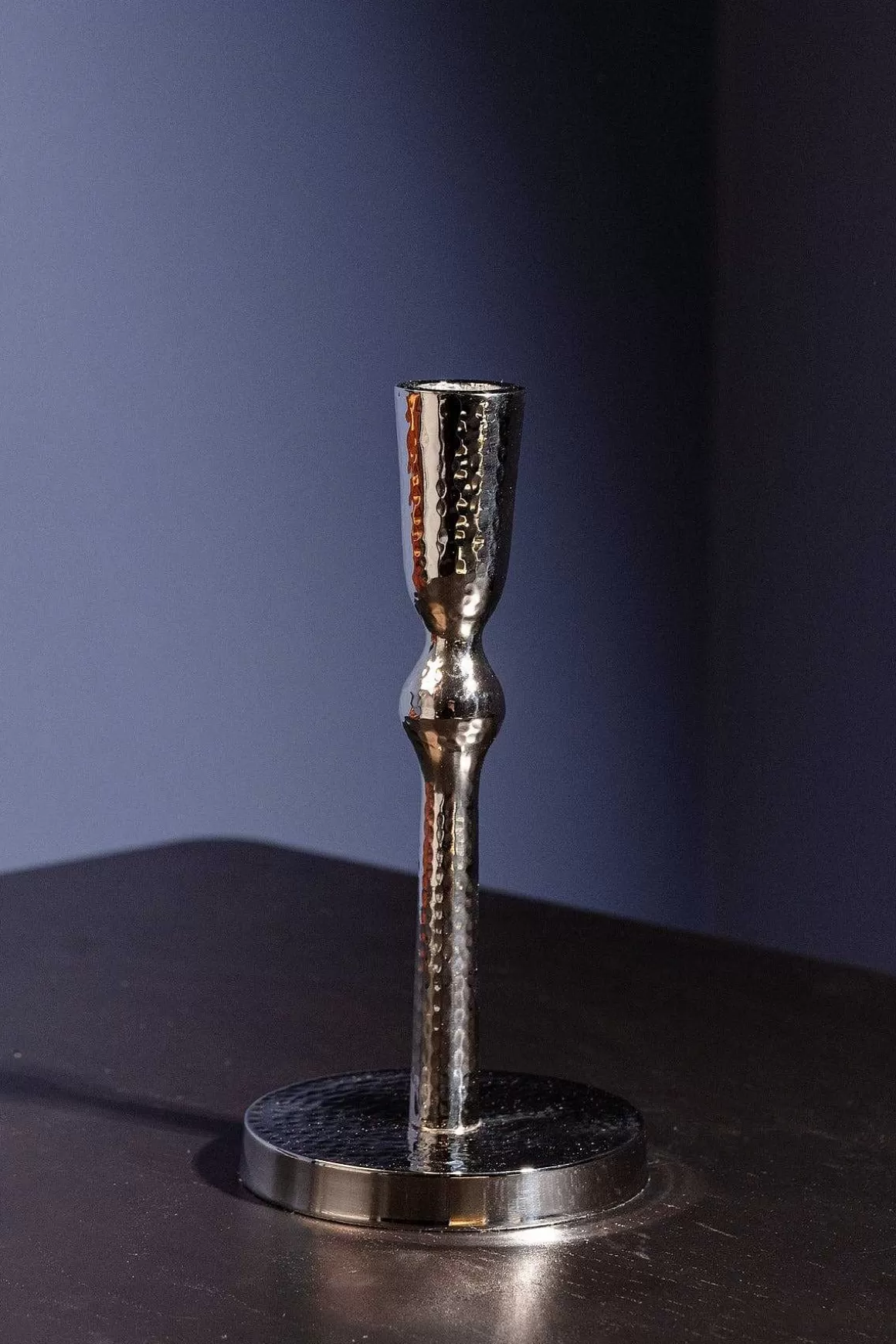 Atticus & Stone Hammered Silver Dinner Candle Holder M Flash Sale