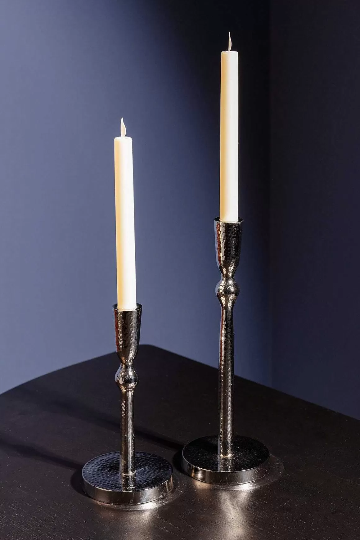 Atticus & Stone Hammered Silver Dinner Candle Holder M Flash Sale