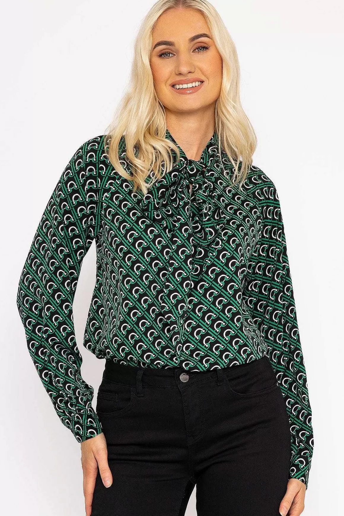 Rowen Avenue Heritage Print Blouse In Green Sale