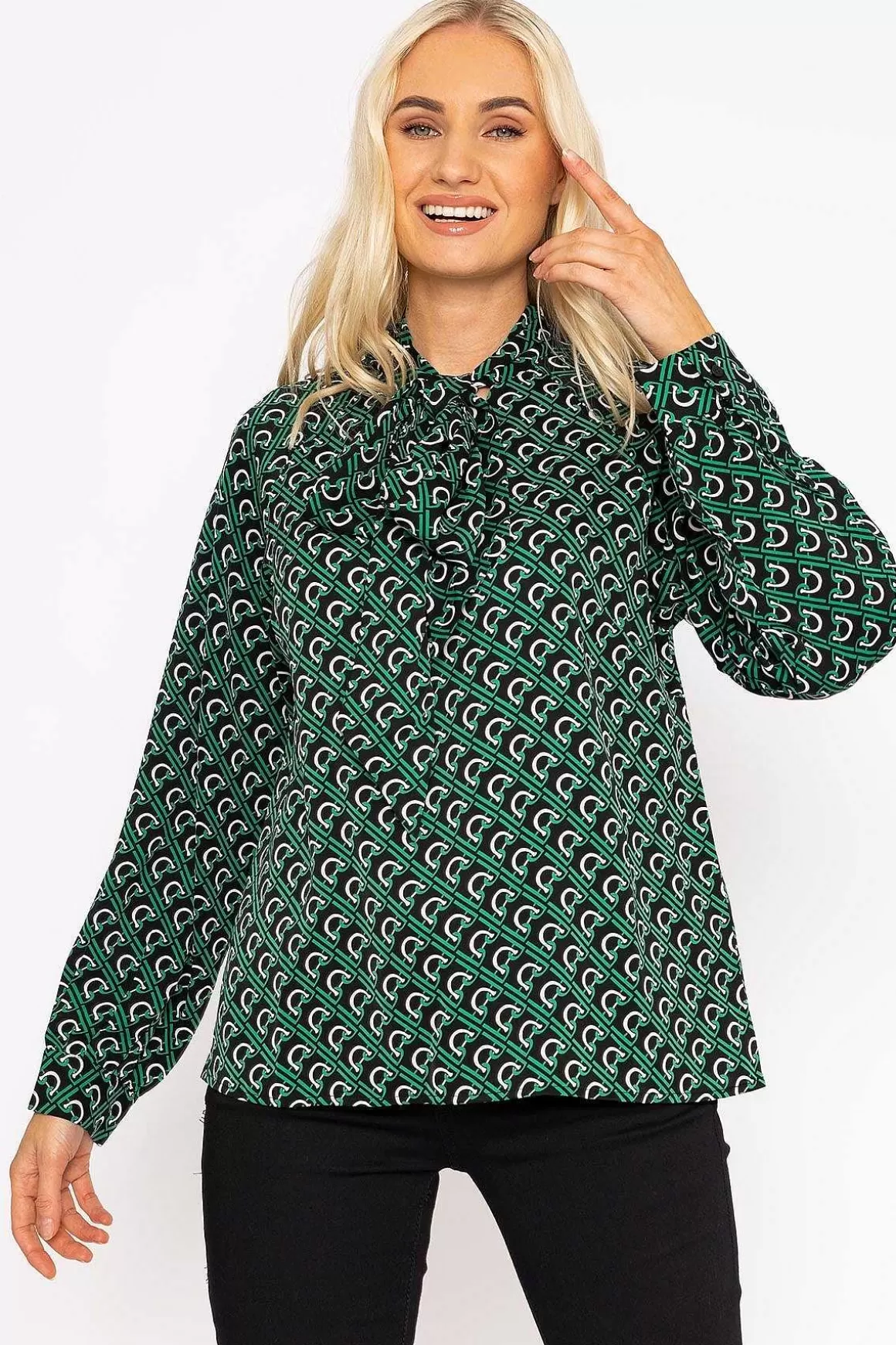 Rowen Avenue Heritage Print Blouse In Green Sale