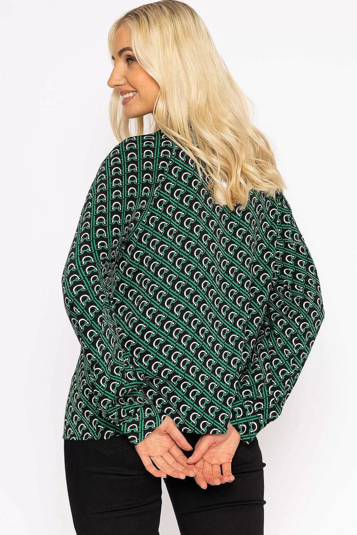 Rowen Avenue Heritage Print Blouse In Green Sale