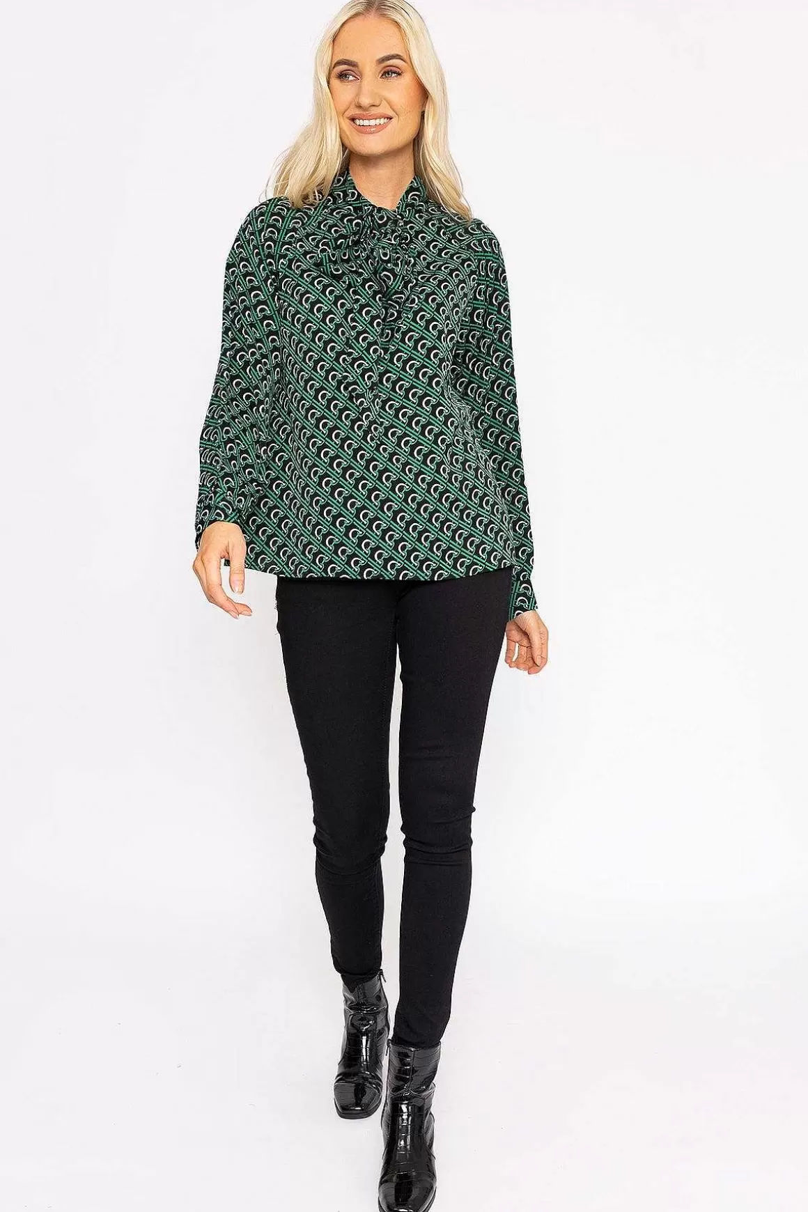 Rowen Avenue Heritage Print Blouse In Green Sale