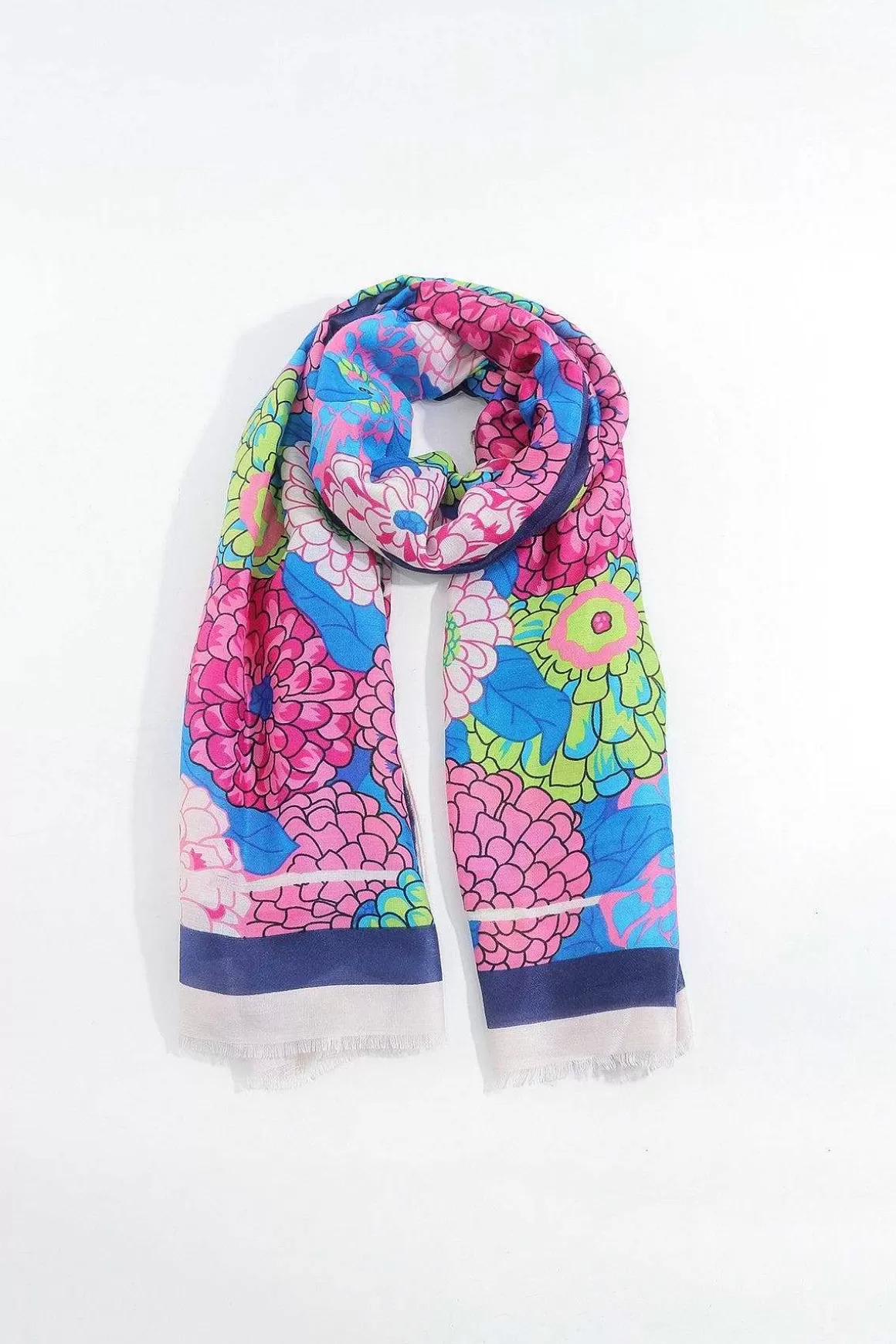 SOUL Accessories Hydrangea Print Scarf In Navy Outlet