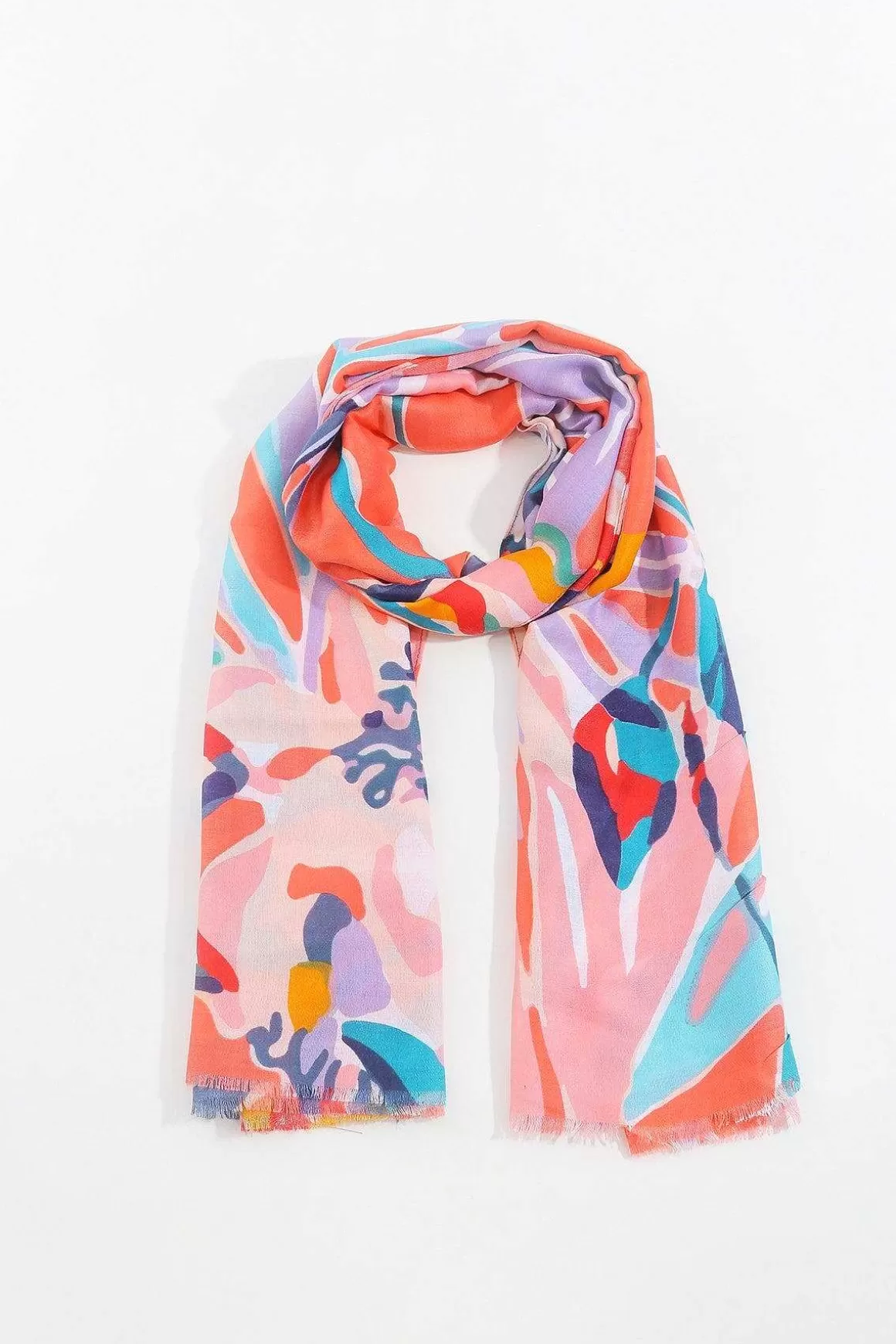 SOUL Accessories Jungle Leave Scarf In Coral Cheap