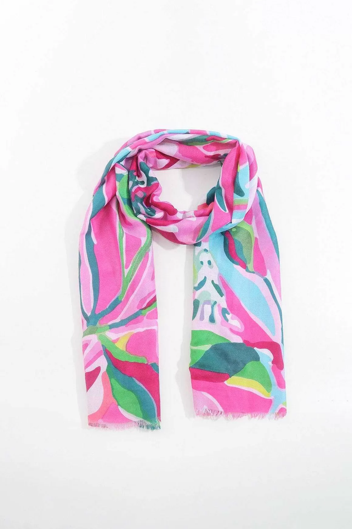 SOUL Accessories Jungle Leave Scarf In Pink Best Sale