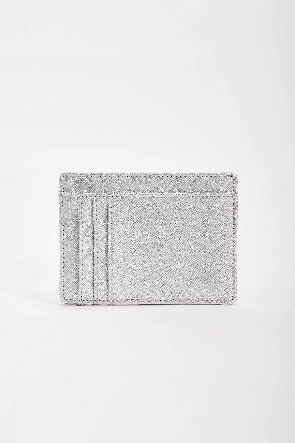 SOUL Accessories Leather Card Holder In Silver Cheap