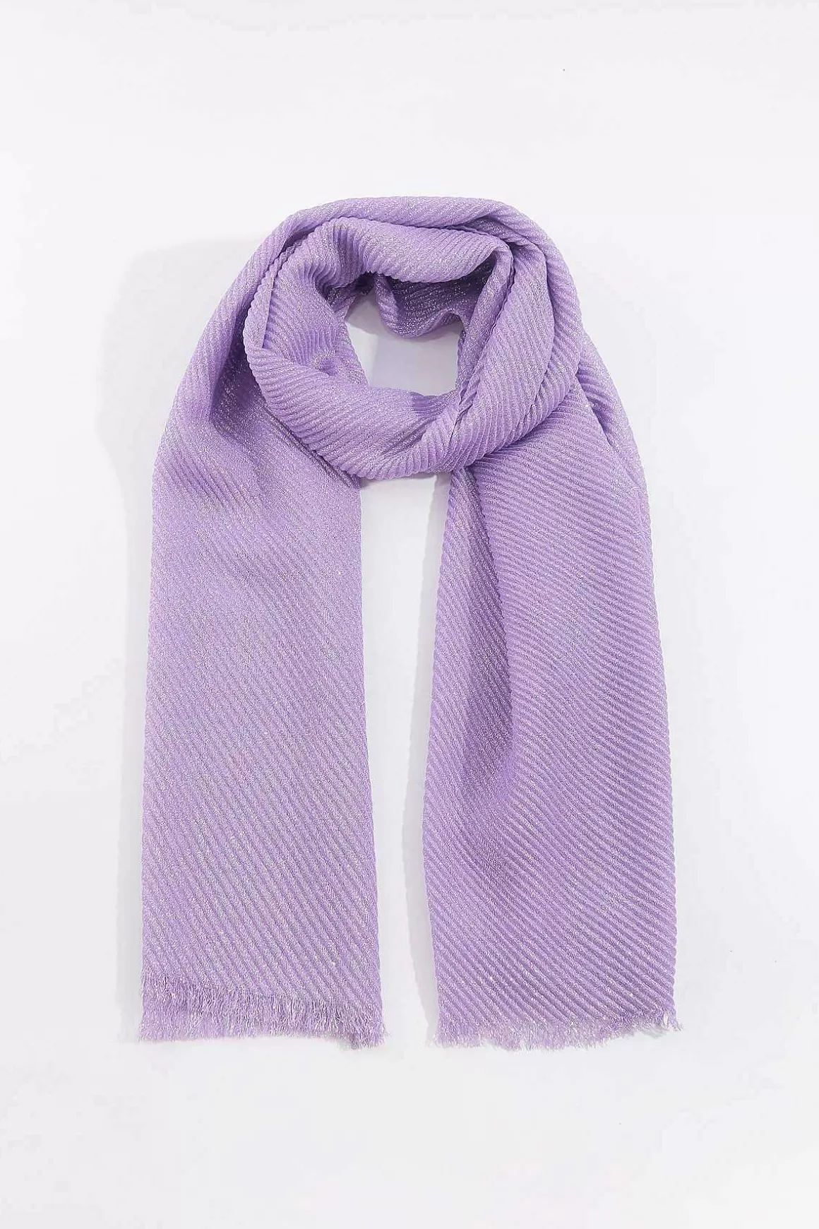 SOUL Accessories Lurex Pleated Occasion Scarf In Lilac Clearance