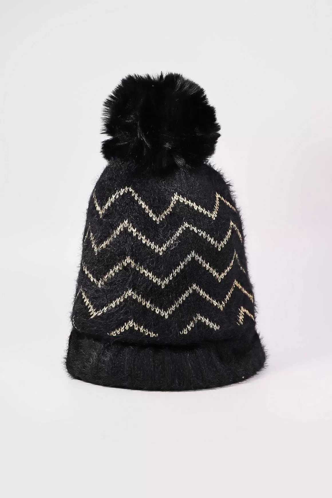 SOUL Accessories Lurex Stripe Beanie In Black Outlet