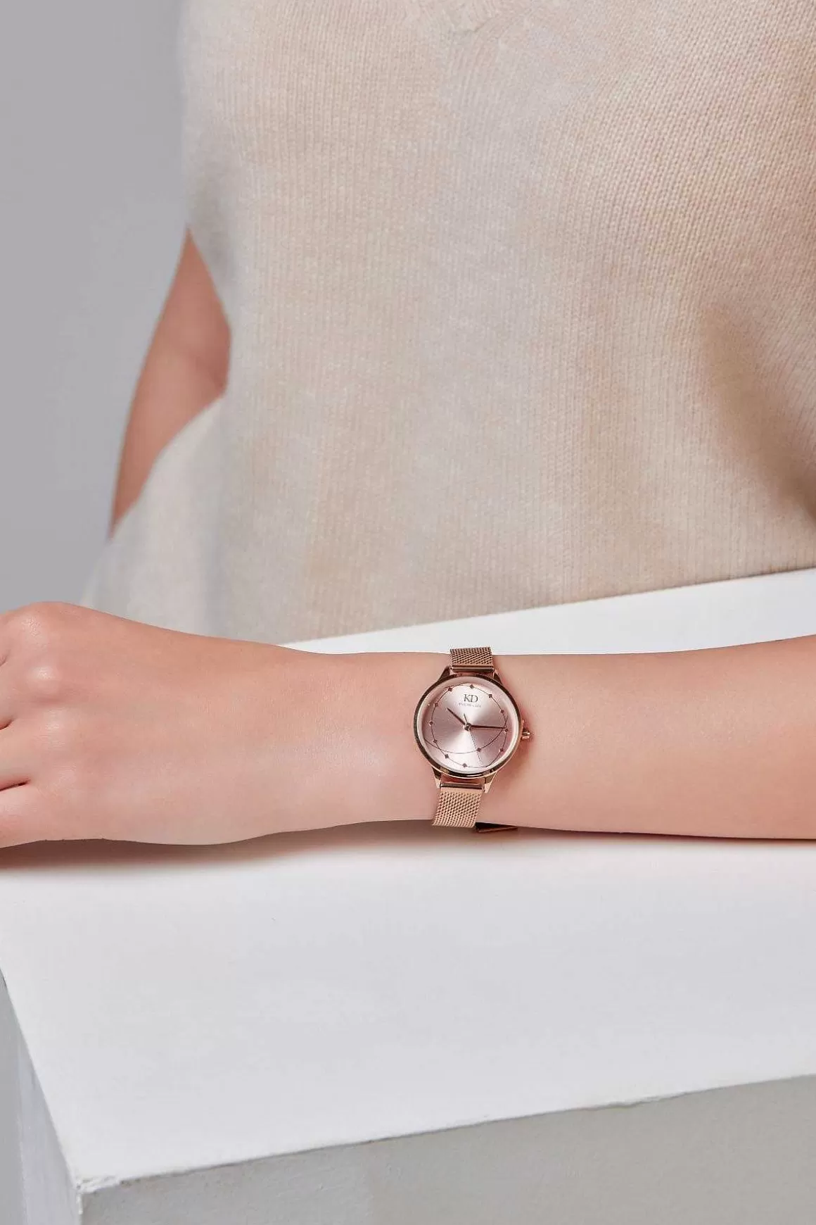 Knight & Day Milena Rose Gold Mesh Band Watch Online