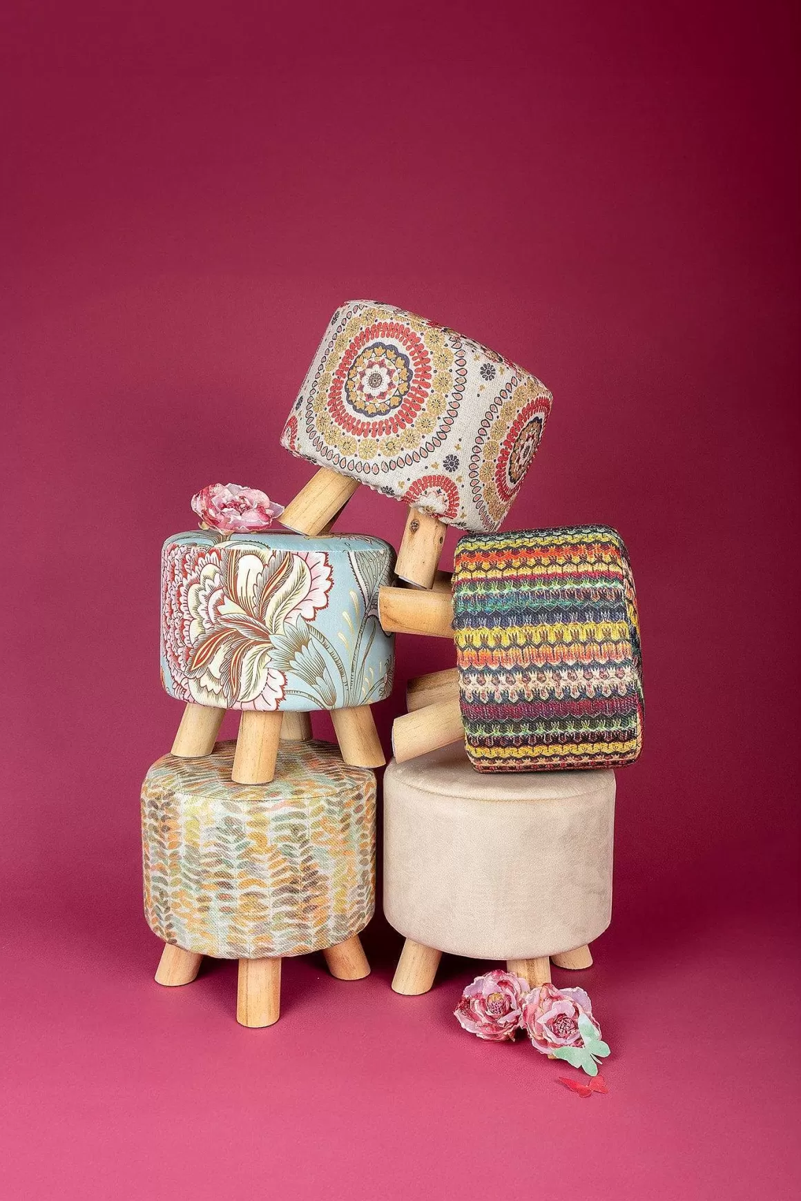 Carraig Donn HOME Multicolour Boho Footstool Clearance