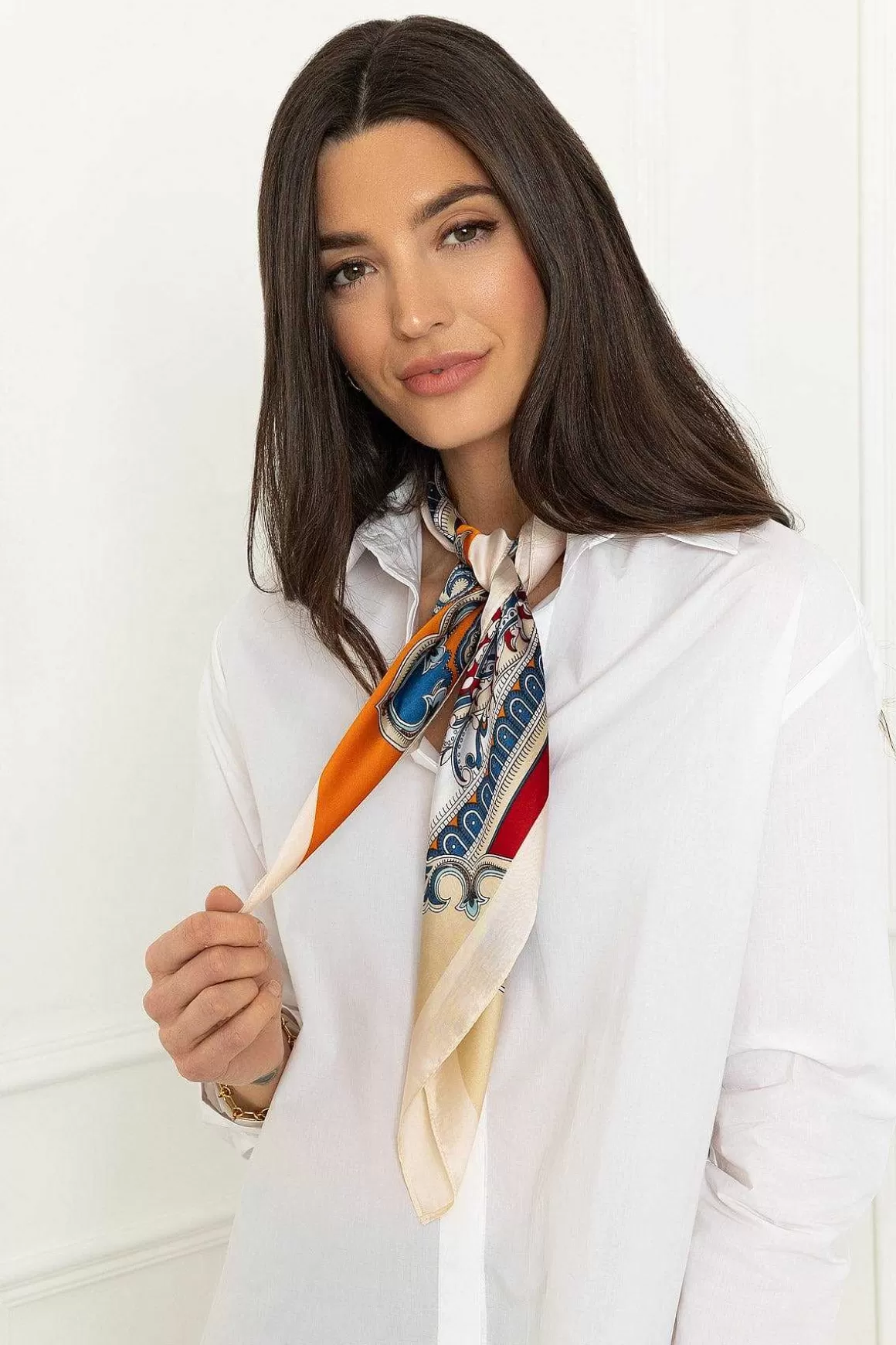 SOUL Accessories Paisley Neckerchief Scarf In Orange Hot