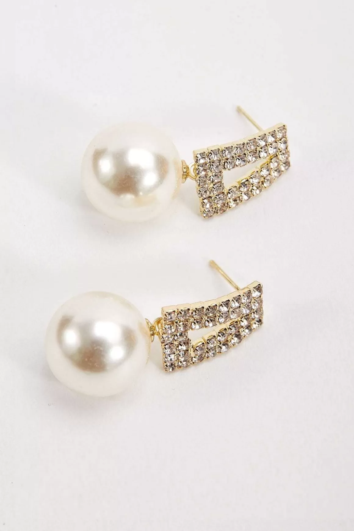 Soul Jewellery Pave Geometric Pearl Drop Earrings Cheap