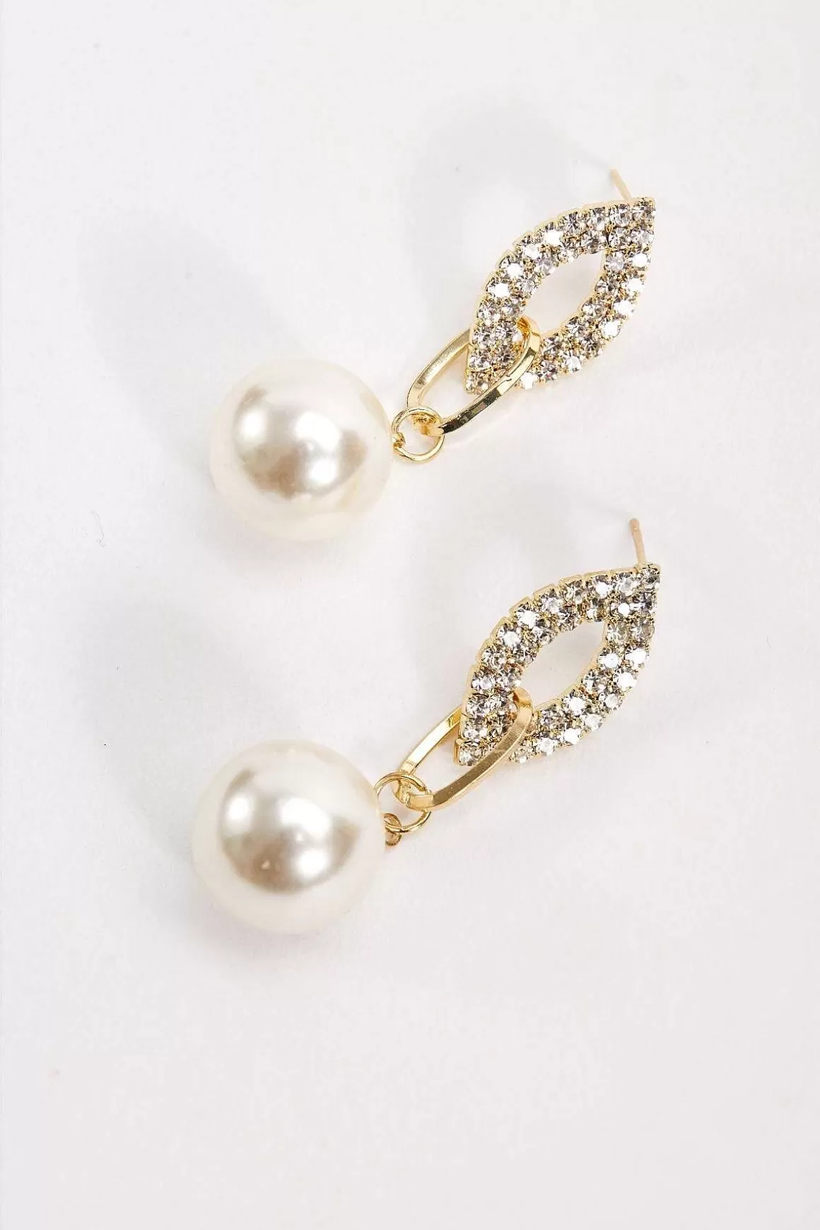 Soul Jewellery Pave Link Pearl Drop Earrings Best Sale