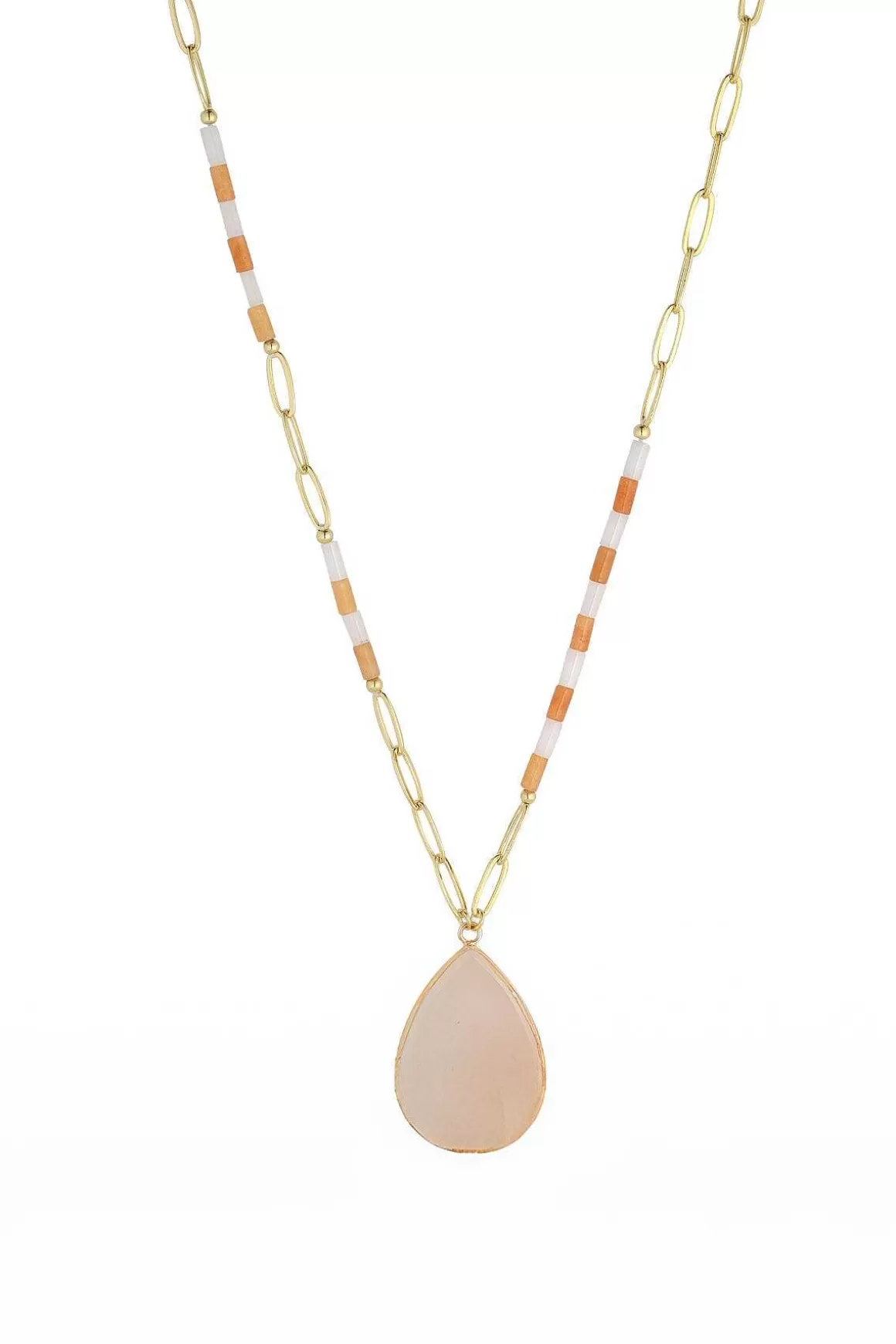 Knight & Day Pink Aventurine Gemstone Mid Length Necklace Fashion
