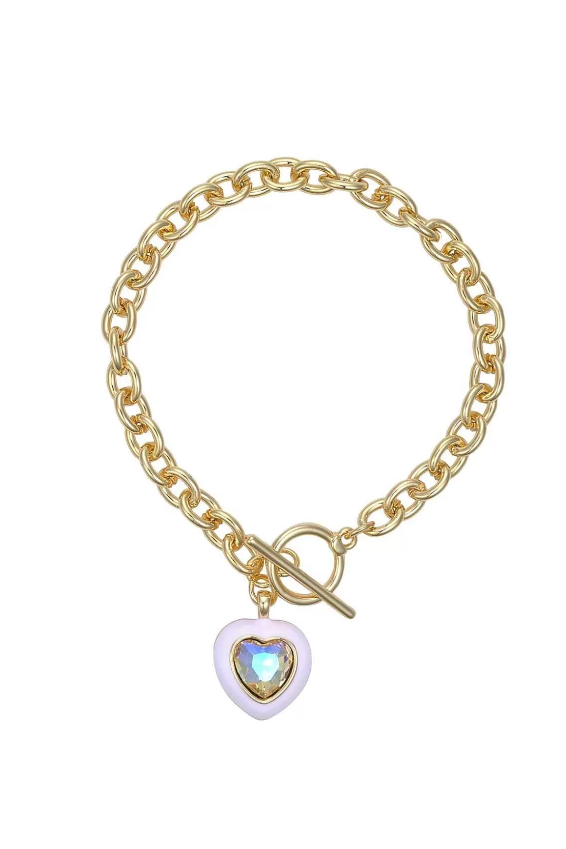 Knight & Day Pink Enamel Heart Bracelet Flash Sale
