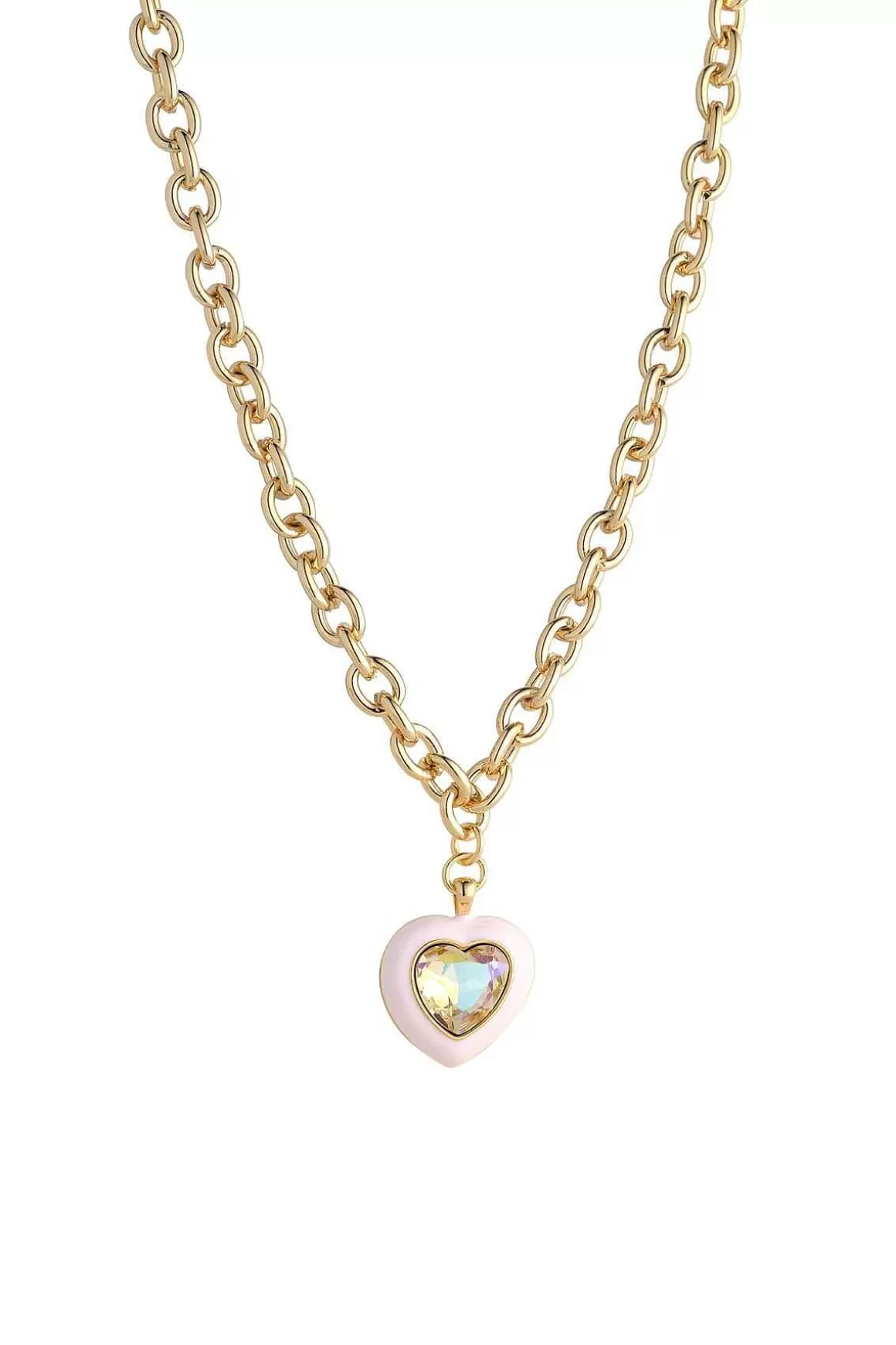 Knight & Day Pink Enamel Heart Short Necklace Fashion