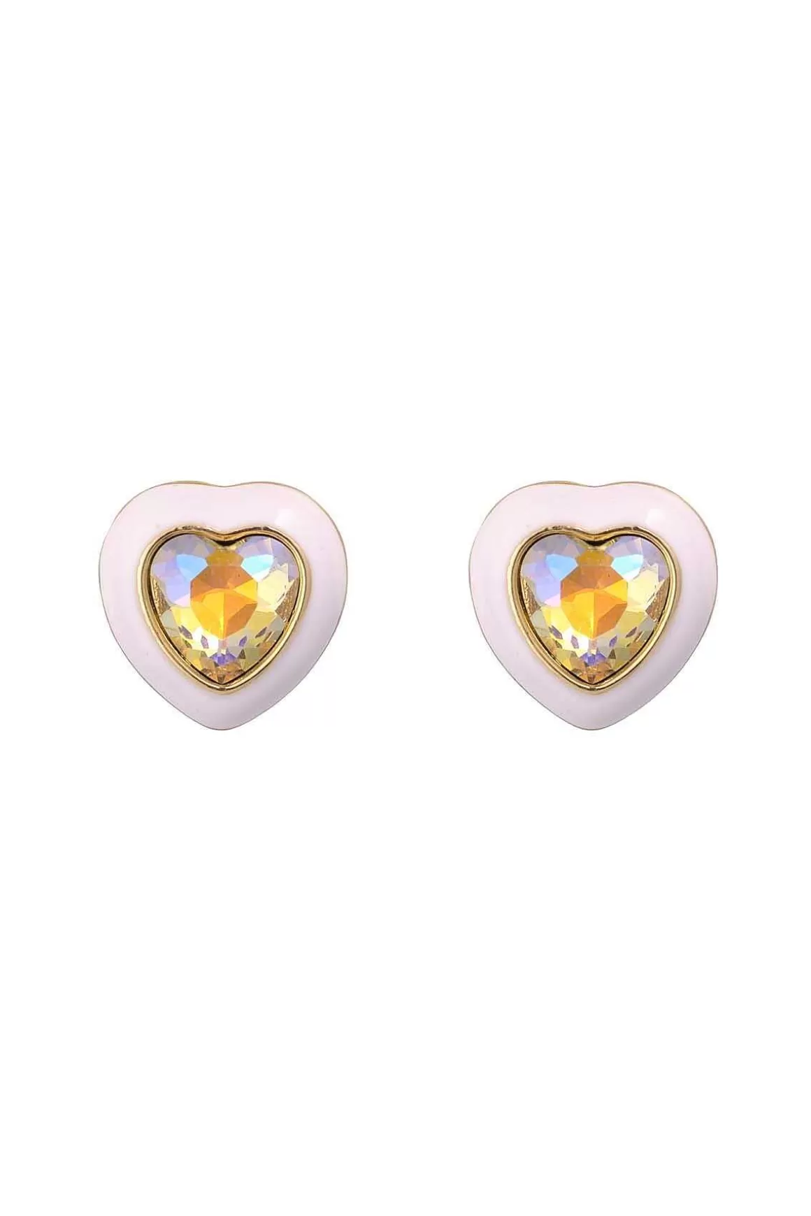 Knight & Day Pink Enamel Heart Stud Earrings Flash Sale