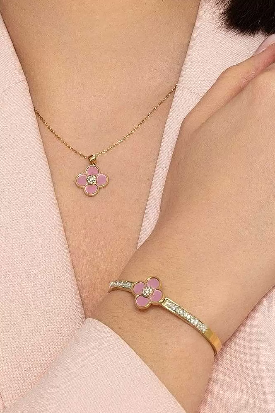 Knight & Day Pink Floral Bangle Outlet