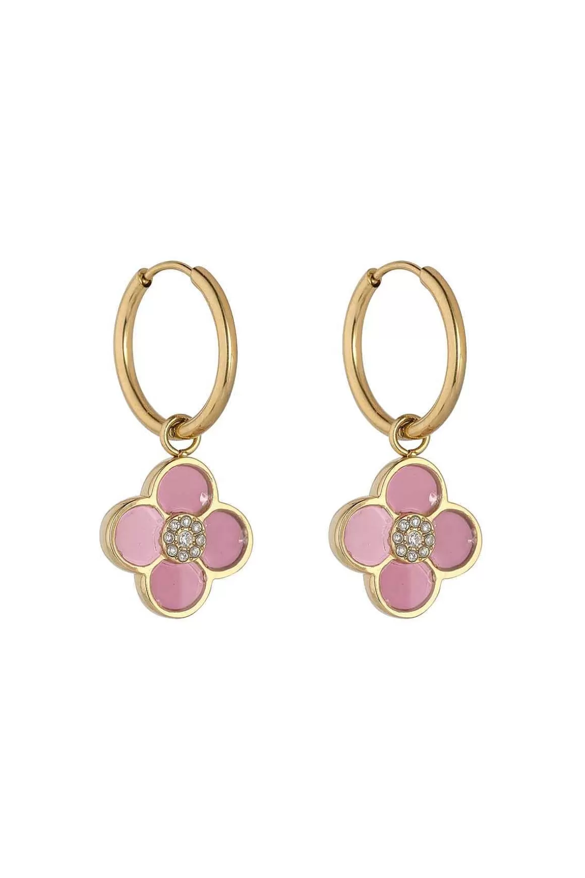 Knight & Day Pink Floral Hoop Earrings Cheap