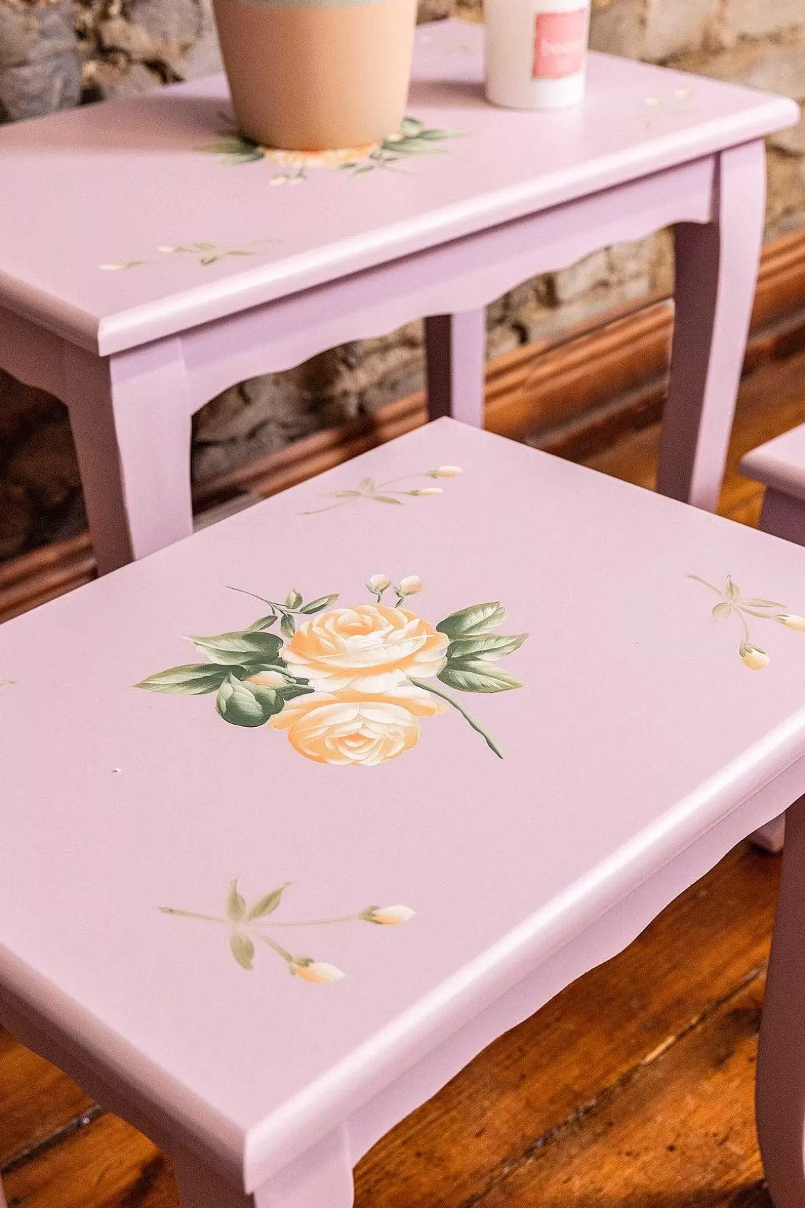 Carraig Donn HOME Purple Floral Nest Of 3 Tables Cheap