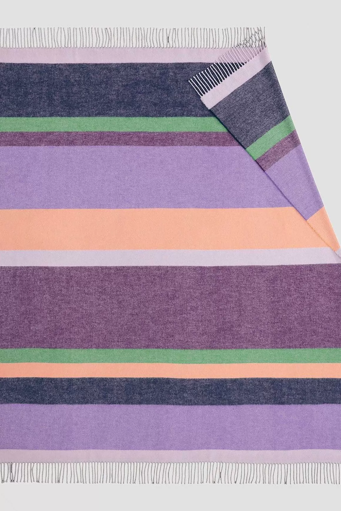 Biederlack Purple Striped & Fringed Throw Sale