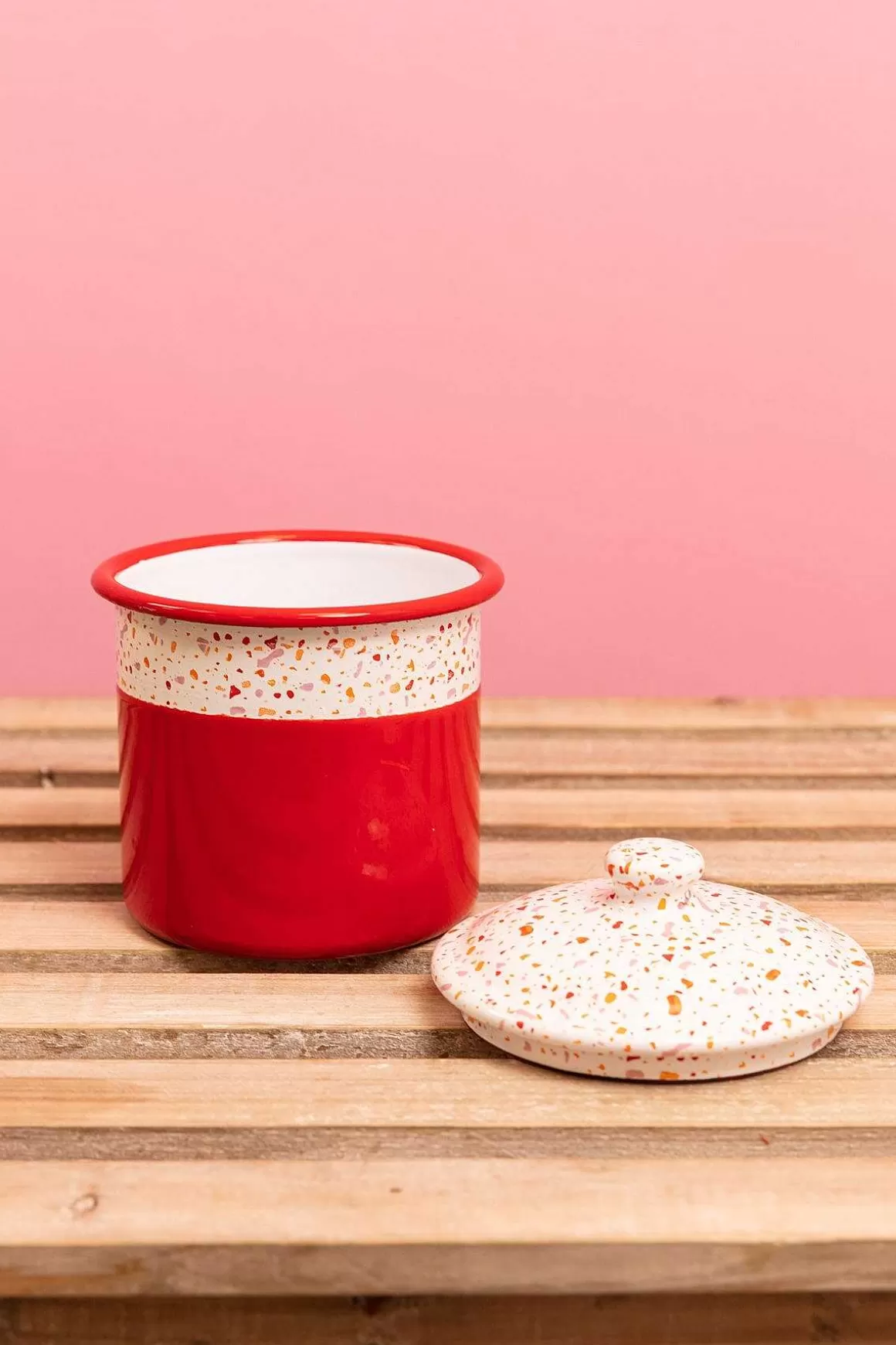 Carraig Donn HOME Red Splatter Print Enamel Canister Sale