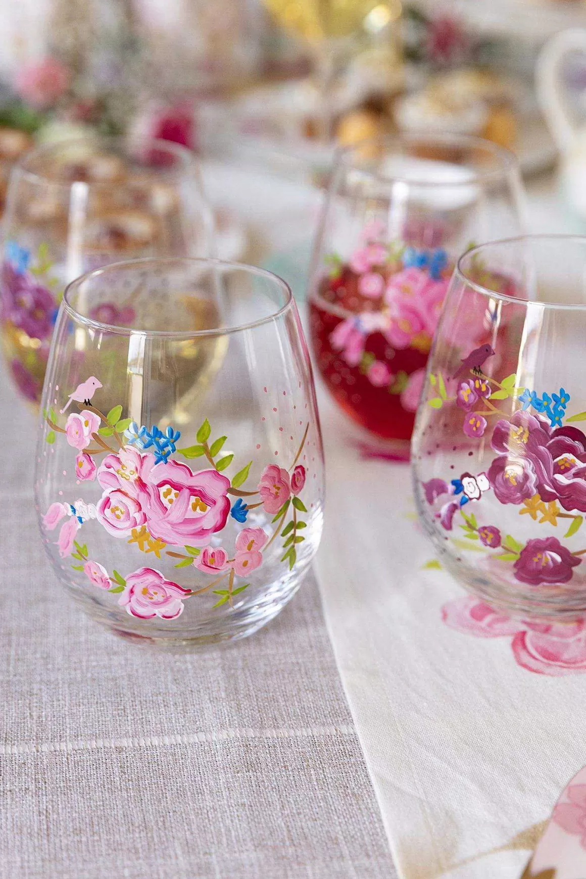 Rosa Belle Stemless Wine Glass Set Of 4 Cheap