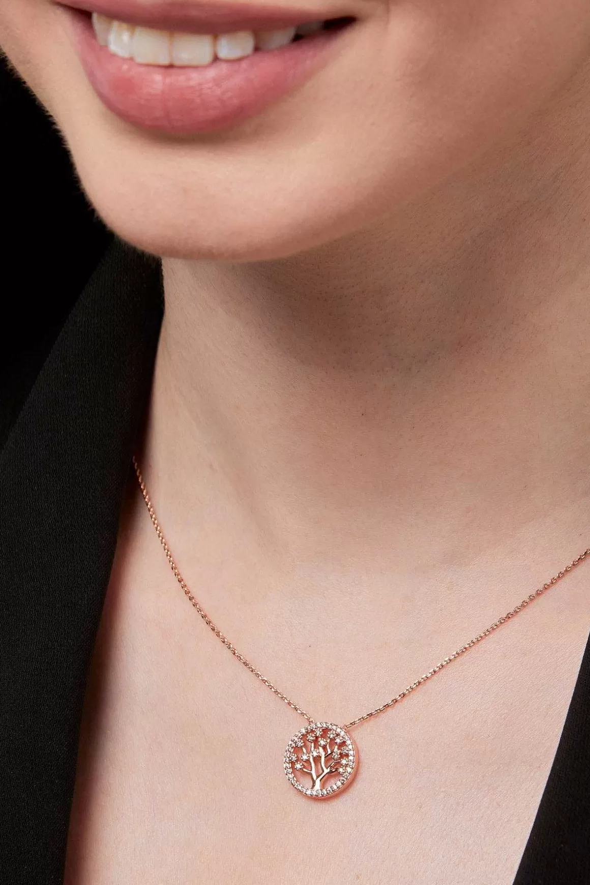 Knight & Day Rose Gold Tree Of Life Necklace Flash Sale