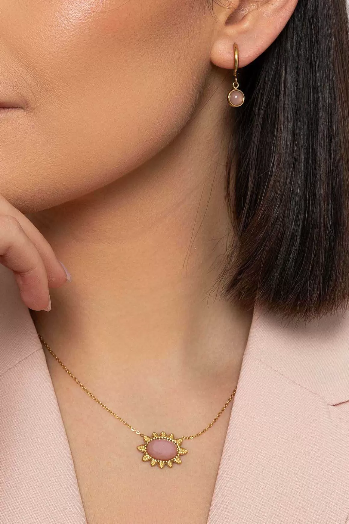 Knight & Day Semi Precious Pink Jade Stone Necklace Discount