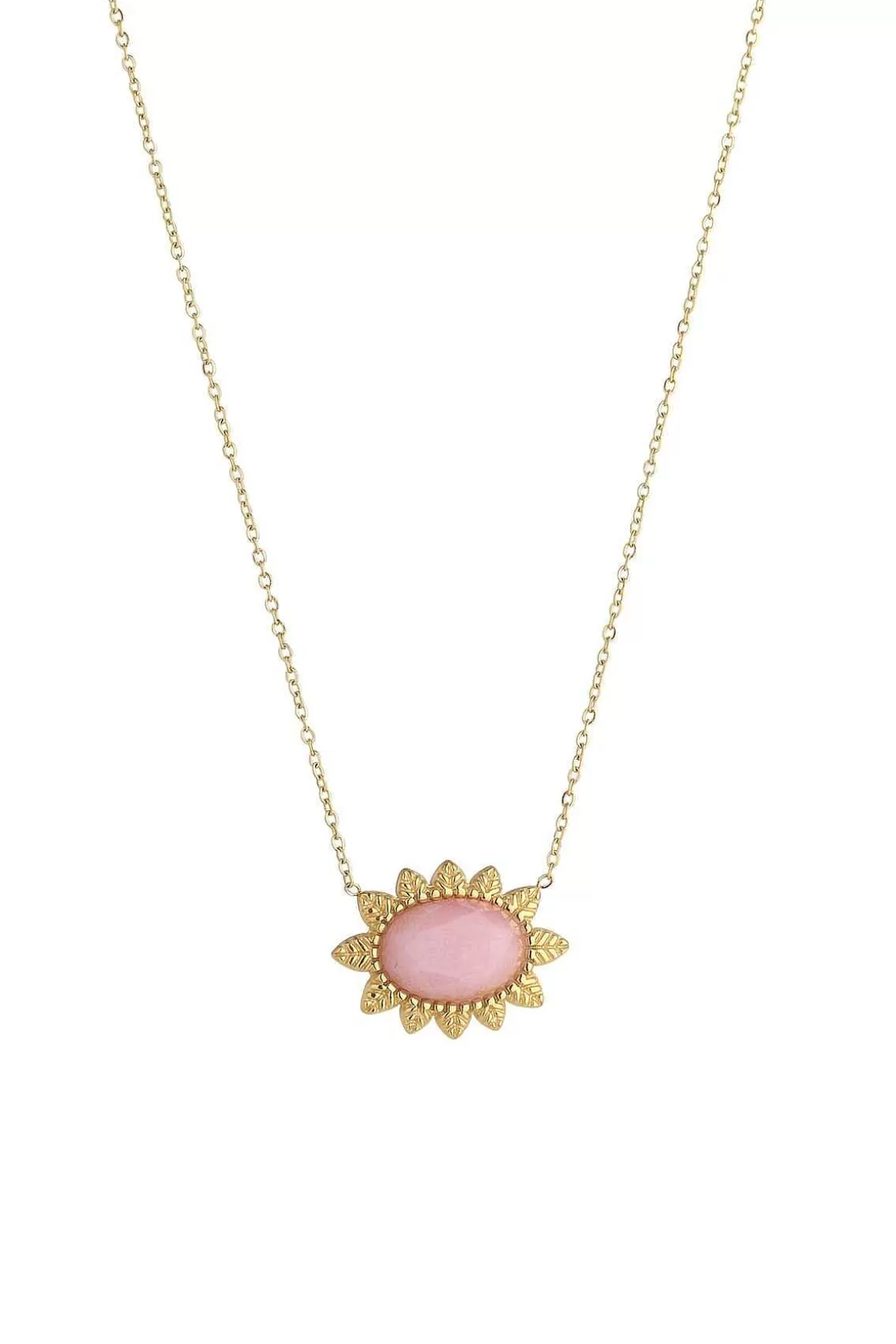 Knight & Day Semi Precious Pink Jade Stone Necklace Discount