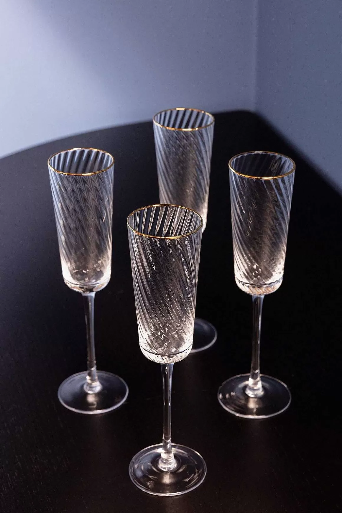 Atticus & Stone Set Of 4 Gold Trimmed Champagne Flutes Best Sale