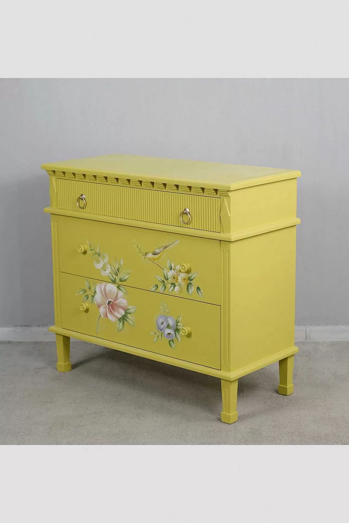 Carraig Donn HOME Siena Yellow Floral 3 Drawer Chest Sale