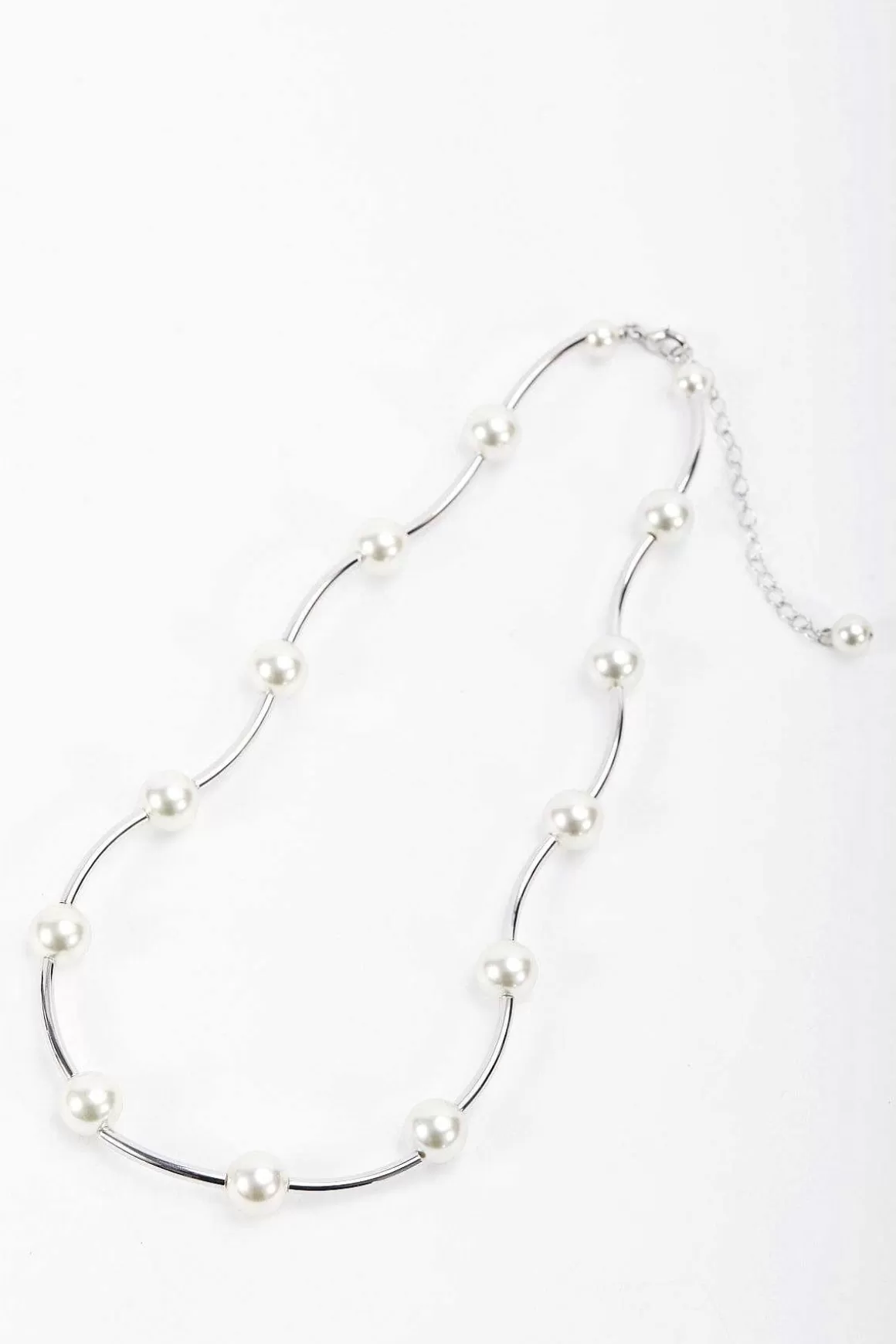 Soul Jewellery Silver Tone Curved Pearl Necklace Shop