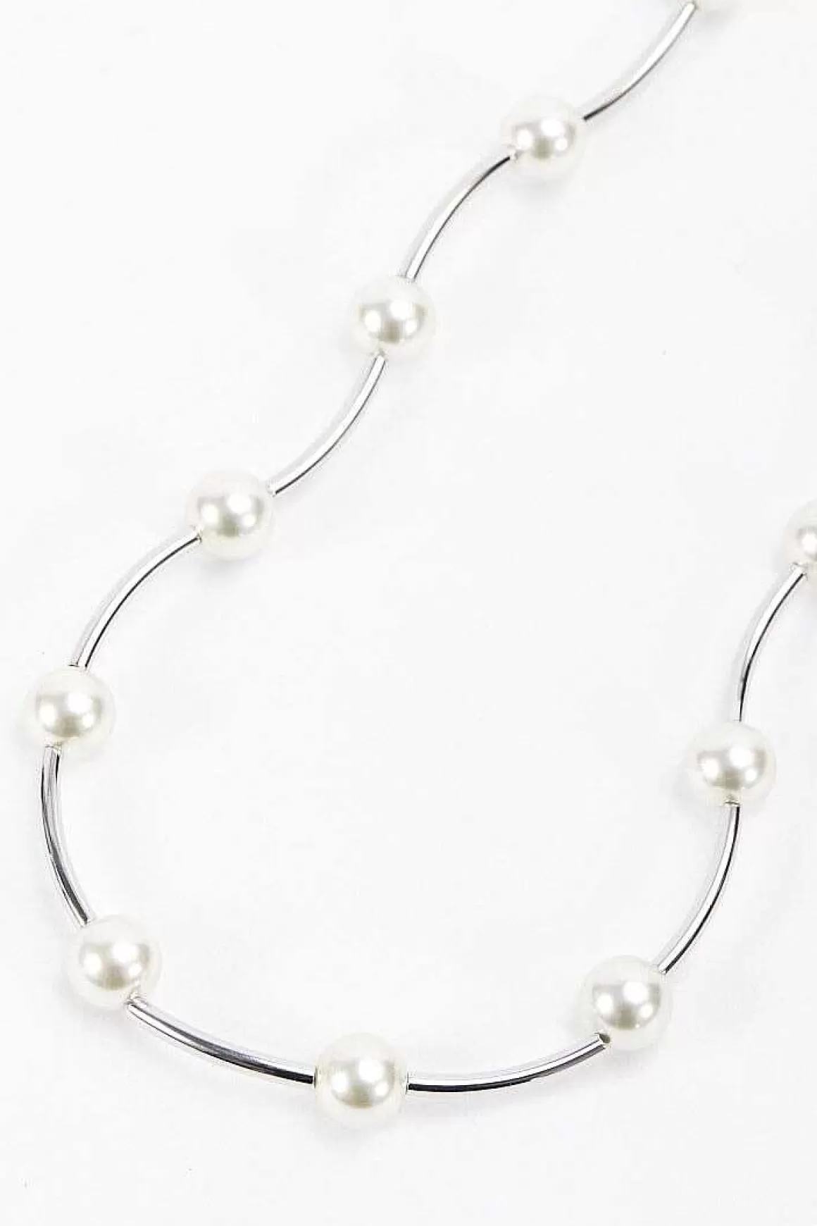 Soul Jewellery Silver Tone Curved Pearl Necklace Shop