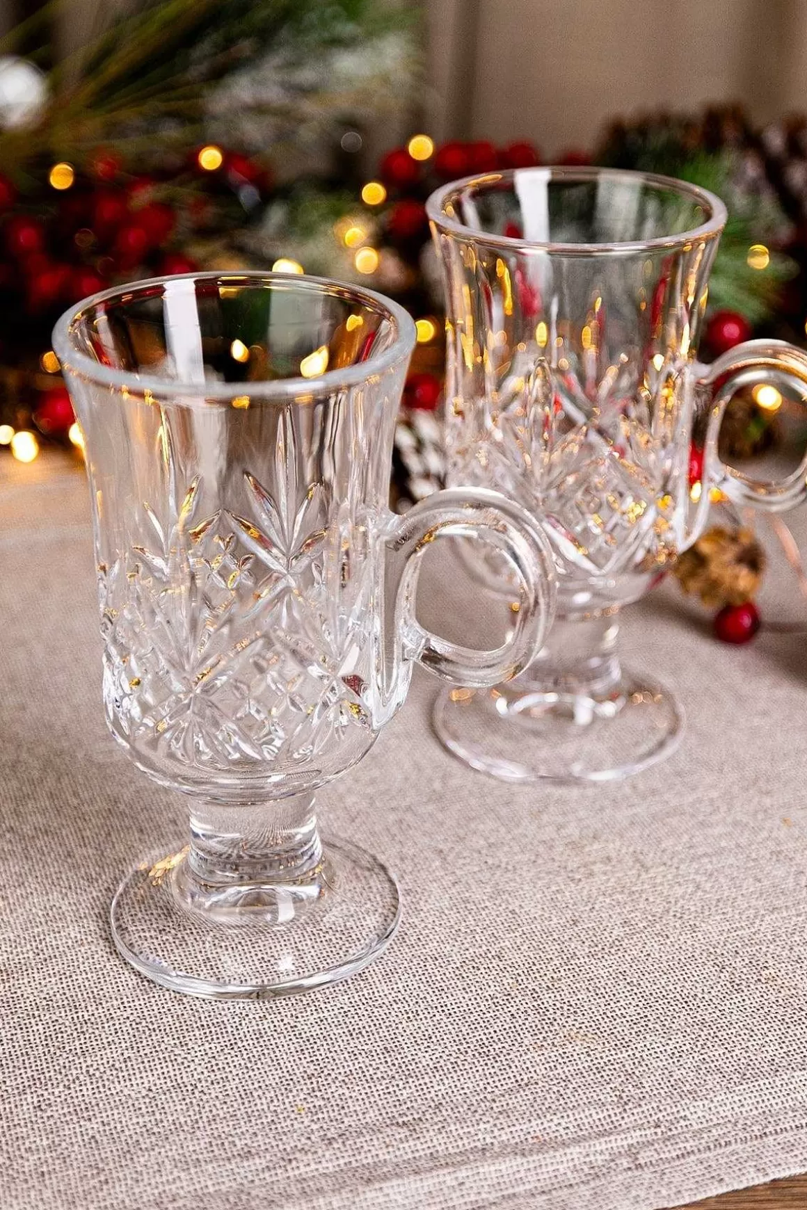 Killarney Crystal Trinity Irish Coffee Glasses S/2 Hot