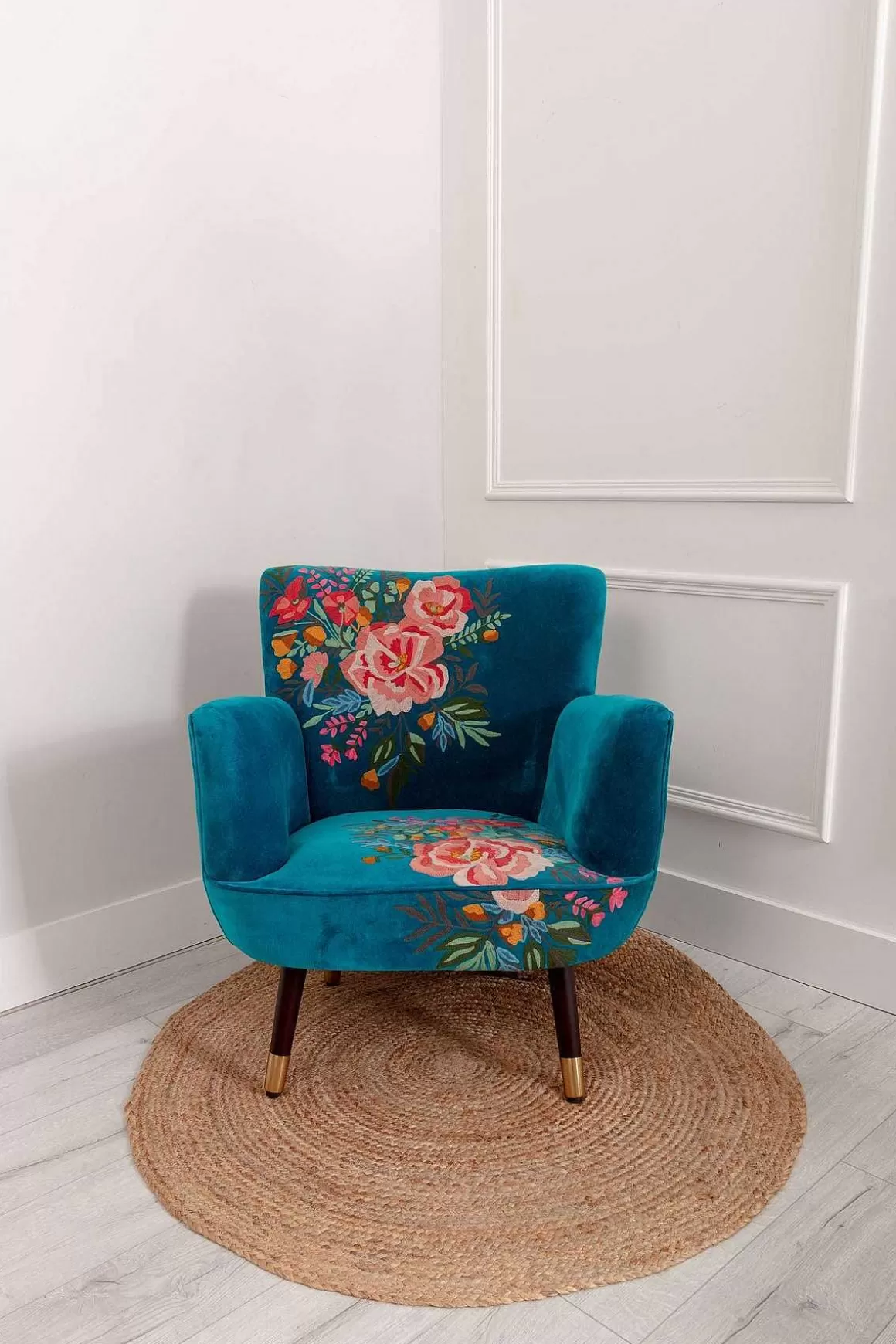 Carraig Donn HOME Velvet Floral Embroidered Armchair New